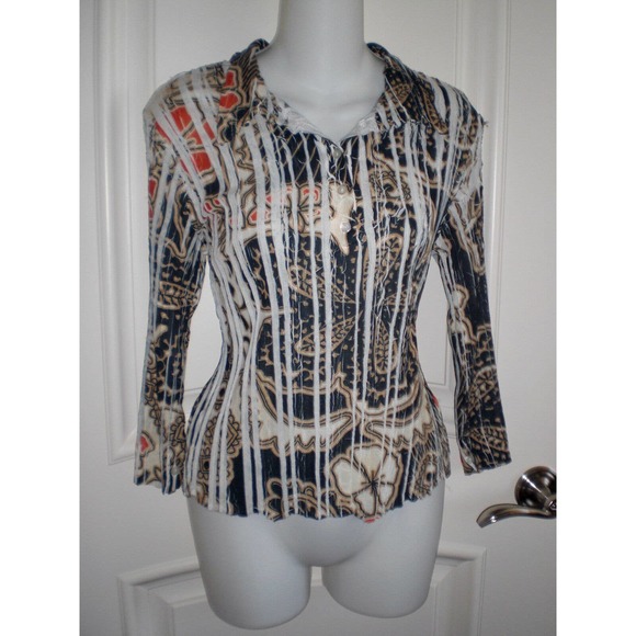 Kisca by Komarov Signature Pleats Top Blouse ~ sz 3 M - Picture 4 of 4